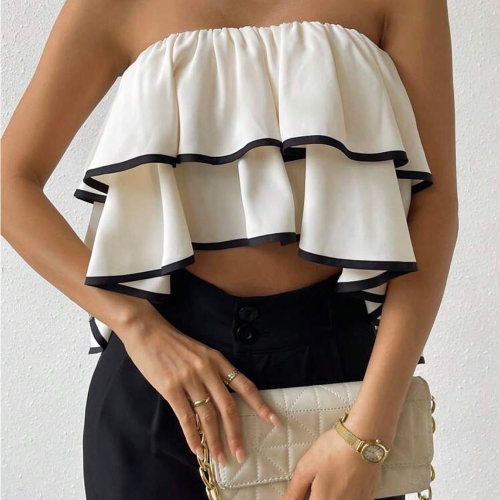 SHEIN Ruffled Off-Shoulder Blouse - Picture 1 of 2